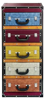 Produktbild von Kommode im Kofferdesign - Bunt - 5 Fächer - 42x30x94 cm