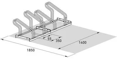 Produktbild von Fahrradständer Bügelparker 2054 | 4 Räder einseitig | RA 350mm