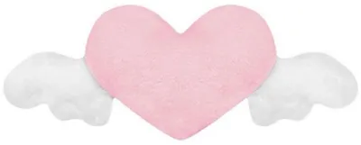 Herzkissen mit Engelsflügeln, weich, 70 cm, rosa