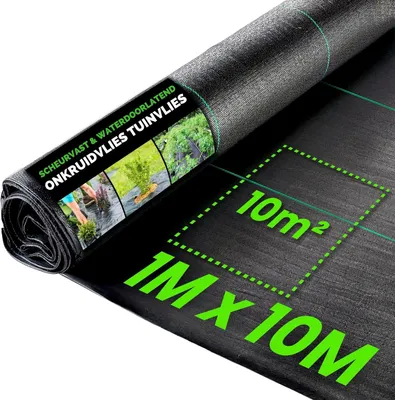 Image de Tissu anti-mauvaises herbes, dimensions 1 m x 10 m, géotextile en polypropylène épais, pour jardin, lutte contre les mauvaises herbes