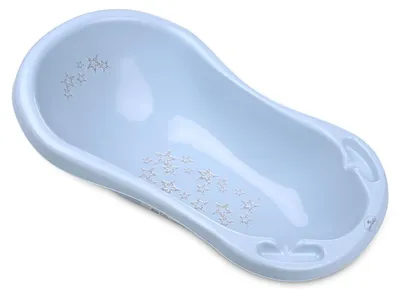 Produktbild von Lorelli Babybadewanne, 84 cm lang, Ablagefcher, ergonomische Form, ab Geburt blau Sterne