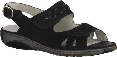 Produktbild von Waldläufer Garda 210004-001 Pro Aktiv Damensandale, Schwarz,Leder,Wechselfußbett - Damenschuhe Sandale bequem / lose Einlage, Schwarz, leder (denver)