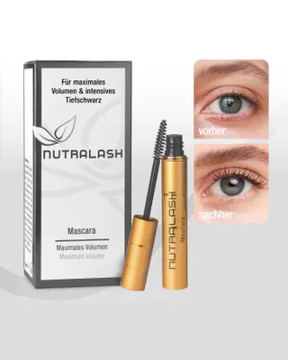 Produktbild von Nutralash Mascara – Tiefschwarze Wimperntusche für Maximales Volumen I Für voluminöse, lange Wimpern I Pflegende Wimperntusche mit Hyaluronsäure I 5ml