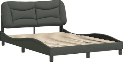 Produktbild von vidaXL Bettgestell ohne Matratze "Hvar" Dunkelgrau 140x200 cm Stoff