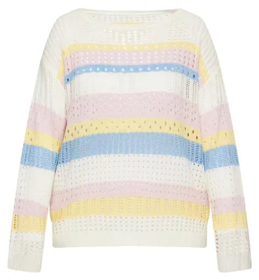 Produktbild von Mutha Damen Strickpullover - weiß-rosa-gelb Mutha Damen Strickpullover - weiß-rosa-gelb, M/L