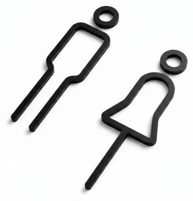 Toiletten-Schild aus Acryl, 3D, selbstklebend, 5 mm, schwarz