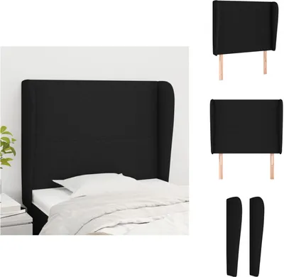 Produktbild von vidaXL Kopfteil mit Ohren Schwarz 103x23x118/128 cm Stoff -  Kopf- & Fußenden