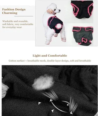 Image de Sous-vêtements pour chiens - Couches physiologiques souples en coton pour chiens - pour petits et moyens chiens.