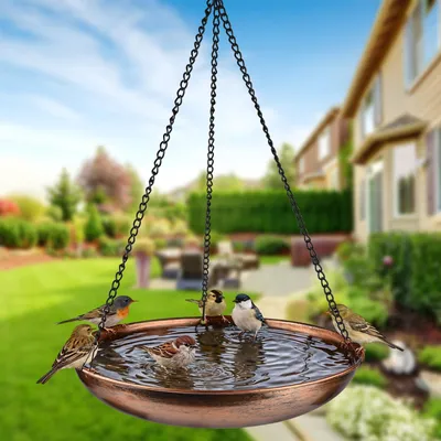 Produktbild von Hängende Vogeltränke Vogelbad Wildvogeltränke - 28 cm - Metall - Antikbronze - Wetterfest