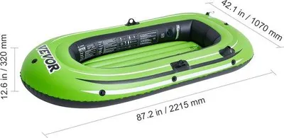 Produktbild von Famanu Aufblasboot – 2 Personen – 499 kg Tragkraft – Robustes PVC – Inklusive Pumpe und Paddel