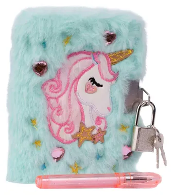 Image de Journal Furry Friends avec cadenas et stylo - Licorne
