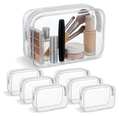 Produktbild von 6er Set transparente Kosmetiktaschen aus PVC, wasserdicht mit Reißverschluss, für Reisen und Organisation