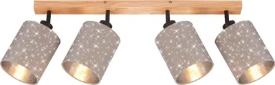 Produktbild von Deckenleuchte Spotleuchte 4xE27 25 W taupe Metall-Holz-Stoff Briloner