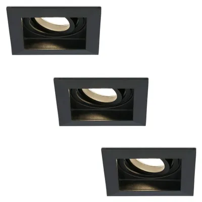 Image de HOFTRONIC - Spot LED encastrable carré 4W 345lm 2700K GU10 noir orientable dimmable