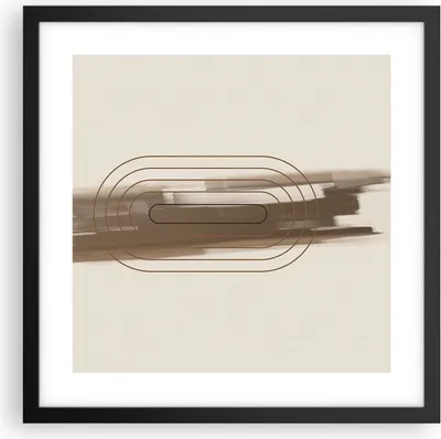 Produktbild von Gerahmtes Poster - Schwarzer Rahmen - Abstraktion Oval Braun - 40x40 cm - Wand Bild - Wanddeko - Wandbilder - Kunstposter - Wandposter - Bilderrahmen - Bilder - Kunstdruck - Wandbild - P2BAC40x40-4295