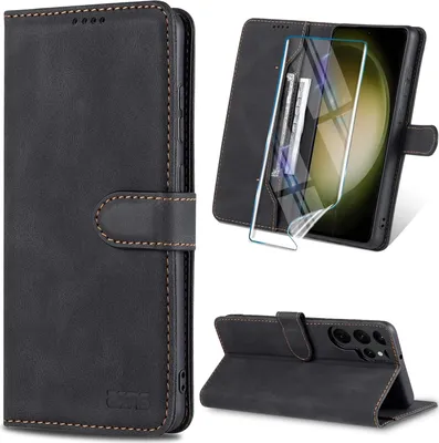 Produktbild von Hülle für Samsung Galaxy S23 Ultra schwarz geschlossen mit Klappe SM-G988B