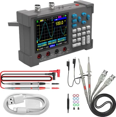 Produktbild von multimetr oscyloskopowy 3 w 1, generator sygnału, szerokość pasma 120 MHz, częstotliwość próbkowania 250 MSa/s, dwukanałowy, z pamięcią przebiegów i funkcją wyświetlania