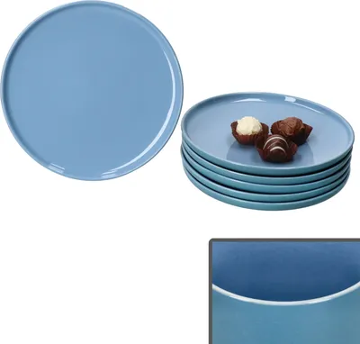Produktbild von Ritzenhoff 6x Jasper Kuchenteller Ozeanblau Steingut 6 Personen Frühstücksteller