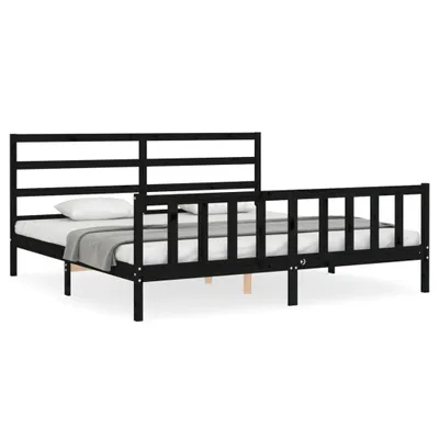 Obrázek produktu pro vidaXL Postel z masivu s čelem černá 200x200 cm