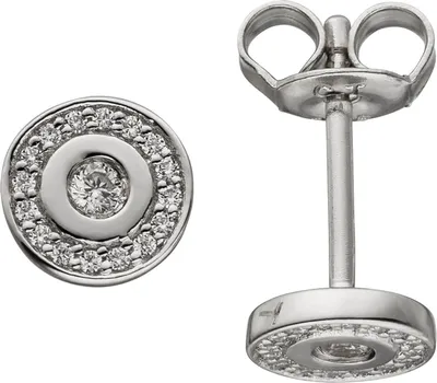 Produktbild von Ohrstecker mit 34 Zirkonia weiß Ø 6,5mm 925 Silber rhodiniert Ohrringe rund