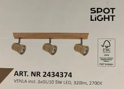 Produktbild von LED Spot Lampe Leuchte Deckenlampe Deckenleuchte Holz 3 Flammig 2434374