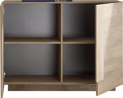 Immagine prodotto di Dmora Credenza Introd 120x44x90h cm Marrone Rovere, 2 Ripiani 4 Vani