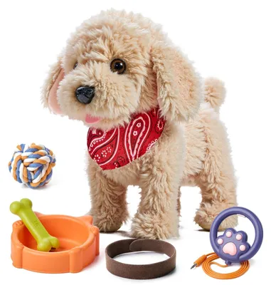Immagine prodotto di Cane giocattolo camminante - Peluche interattivo - Con abbaiare e guinzaglio - Per bambini - Con telecomando