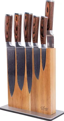 Produktbild von Wakoli Edib 6er Damastmesserset I 8 - 20 cm Klinge I mit Messerblock