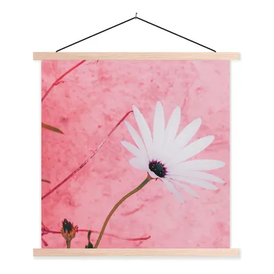 Produktbild von MuchoWow® Textilposter Blumen - Rosa - Vintage 120x120 cm mit holzfarbenen Rahmen - Textil-Poster