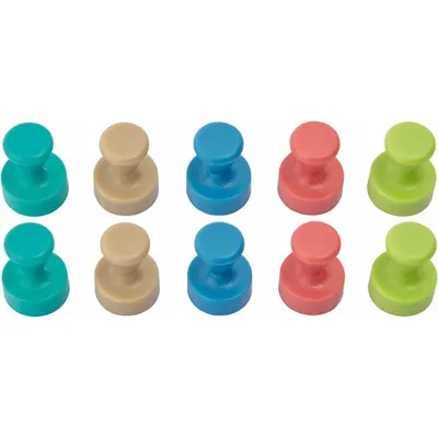 Image de MAUL Aimants coniques 10 pièces 1,5 kg Plastique Néodyme Ø 1,2 x 1,6 cm Bleu clair Marron Vert Rose Turquoise