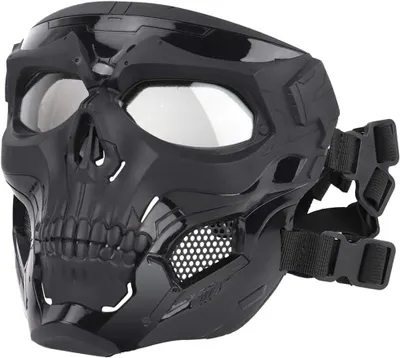 Produktbild von Taktische Airsoft Schädel Vollgesichtsmaske, Verstellbare Maske Vollgesichtsschutz Masken mit Augenschutz für Halloween Cosplay Kostüm Party A