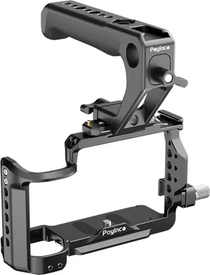 Obrázek produktu pro Poyinco JN-098 Camera Video Cage + Top Grip Kit, Klec pro kameru z hliníkové slitiny s úchyty Cold Shoe, 1/4" závit, náhradní kabelová spona pro kameru Sony ZV-E1