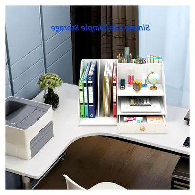 Produktbild von Büro organizer-2-stufiger Papier Organizer mit Schublade und 3 Stifthaltern,Schreibtisch organizer-2-stöcki Schreibtisch Akten Organizer für büro Schreibtischutensilien (weiß)