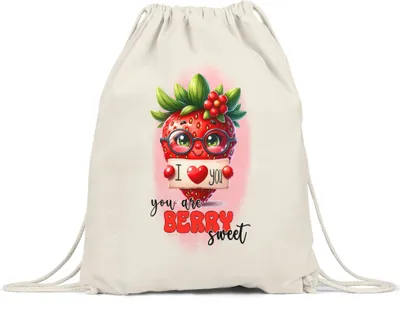 Produktbild von I Love You You Are Berry Sweet Erdbeeren Liebe Spruch Turnbeutel