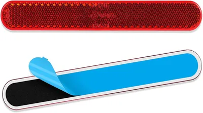 Productafbeelding van Motorfietsreflectoren, 2 stuks, 139 x 18 x 6,5 mm, voor motorfiets, fiets, E4-reflector, zelfklevend, rood, kattenoogreflector