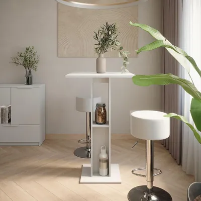 Immagine prodotto di tavolo bar con sgabelli Vicco Repose Bianco 65 x 65 cm con 2 sgabelli da bar, Model 55731