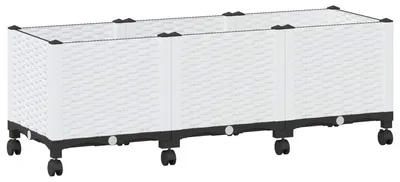 Obrázek produktu pro vidaXL Zahradní květináč na kolečkách, bílý, 120 x 40 x 48 cm, PP materiál