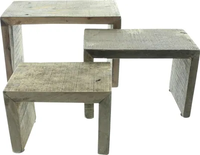Produktbild von 3x Dekobank Rustikal recyceltes Holz Used Look – Blumenhocker