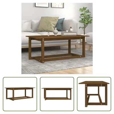 Produktbild von The Living Store Couchtisch Honigbraun 110x55x45 cm Massivholz Kiefer