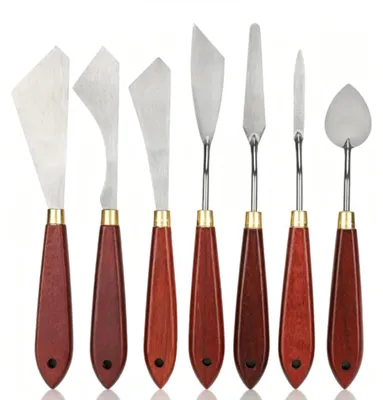 7-teiliges Malmesser-Set, Edelstahl, mit Holzgriff