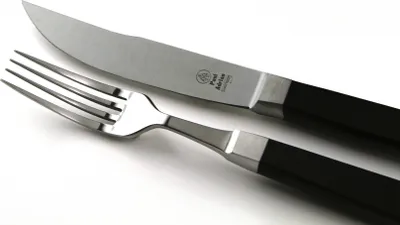 Produktbild von Paul Adrian Solingen Steakbesteck 2tlg. Steak Messer Gabel Grillbesteck Pizzabesteck Set Schwarz