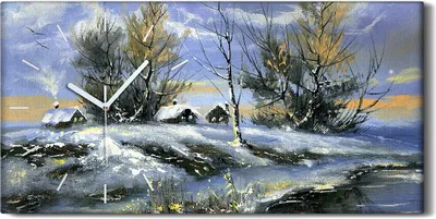 Produktbild von Wandbild Leinwand Bilder mit Uhr Quarz 60x30 Wohnkultur Winter Landschaft - weiße Hände