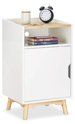 Zdjęcie produktu dla Szafka nocna z drzwiczkami - Drewno - 74 x 43 x 40 cm - Biały