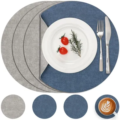 Image de Myir Sous-verres en cuir ronds - Set de 4, lavables et antidérapants