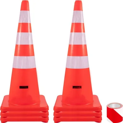 Produktbild von Sicherheitskegel - Verkehrskegel - 6'' x 36'' - Orange - Mit Reflektierenden Kragen - Straßenkegel.