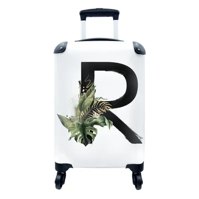 Produktbild von MuchoWow® Koffer Handgepäck Trolley Rollkoffer Kleine Reisekoffer mit 4 Rollen - Dschungel - Alphabet - Buchstabe R - Cabin Size < 55x40x23 cm & 55x40x20 cm - Fotokoffer - Kabinenkoffer - Boardgepäck - Reise-Box - Reisekoffer - Reisegepäck - Koffer mit Bild - Trolley für Kinder