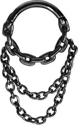 Produktbild von Ohrpiercing, Nasenpiercing, Septum Piercing Chirurgenstahl Segmentring Clicker KETTEN-DESIGN + 2 ANKERKETTEN