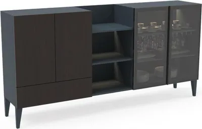 Image de Buffet moderne Meuble en bois Commode marron noir Nouveau