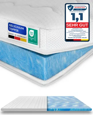 Obrázok produktu pre AM Qualitätsmatratzen | Vrchná vrstva z gélovej peny Premium Plus | 130x200 cm | výška 8 cm | Lyocellový potah | protišmyková funkcia | celoplošný klimatický pás | gélová vrchná vrstva | 130 x 200 8cm