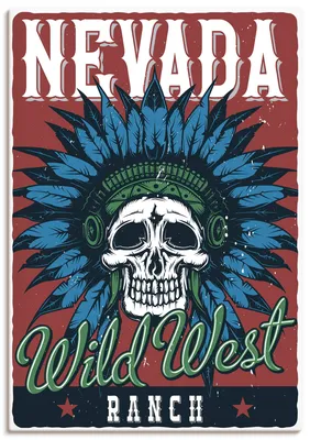Produktbild von ARTland Leinwandbild Totenkopf Indianer Nevada Größe: 50x70 cm